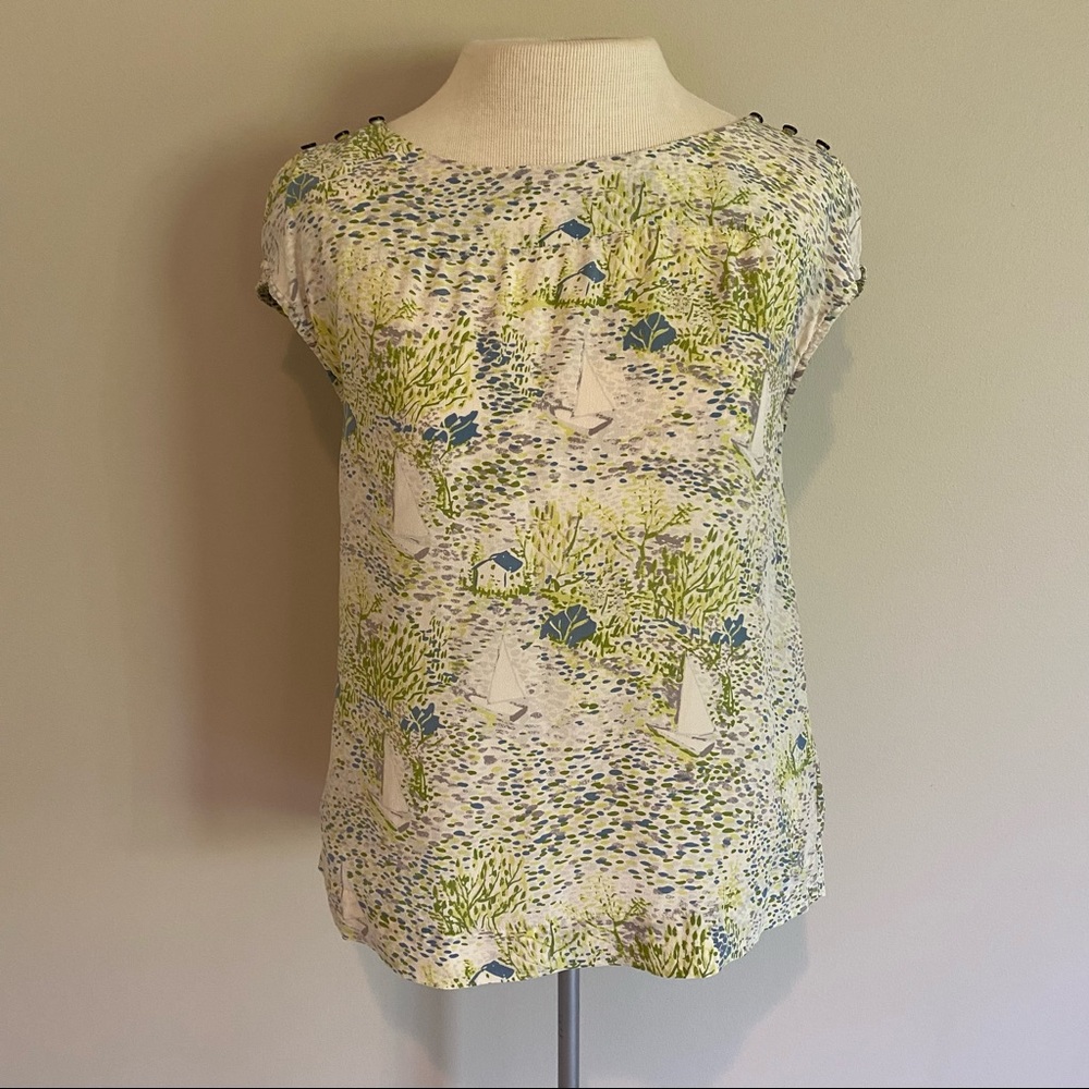 Anthropologie We Love Vera Silk Sailboat Blouse 0